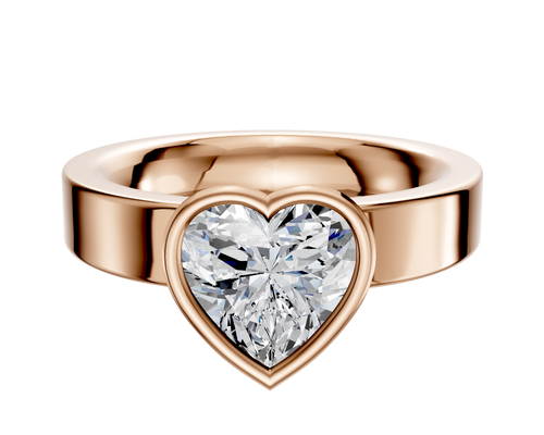 14K Rose Gold Bezel Full Bezel North/South Classic Flat 4.0mm Engagement Ring