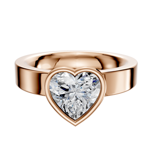 14K Rose Gold Bezel Full Bezel North/South Classic Flat 4.0mm Engagement Ring