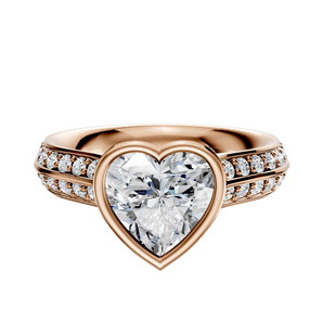 14K Rose Gold Bezel Full Bezel North/South Cathedral Knife Edge 1-Row-Pave 2.5mm Engagement Ring