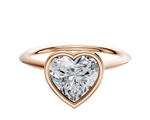 14K Rose Gold Bezel Full Bezel North/South Cathedral Knife Edge 1.5mm Engagement Ring