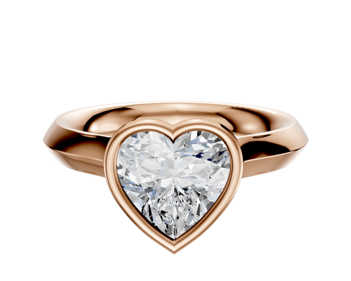 14K Rose Gold Bezel Full Bezel North/South Cathedral Knife Edge 3.0mm Engagement Ring