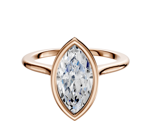 14K Rose Gold Bezel Full Bezel North/South Cathedral Dome 1.5mm Engagement Ring