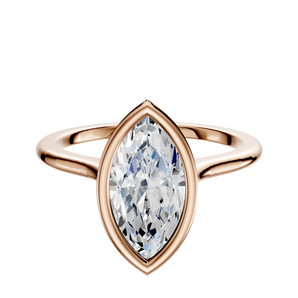 14K Rose Gold Bezel Full Bezel North/South Cathedral Dome 1.5mm Engagement Ring