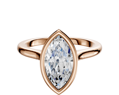 14K Rose Gold Bezel Full Bezel North/South Cathedral Dome 2.0mm Engagement Ring