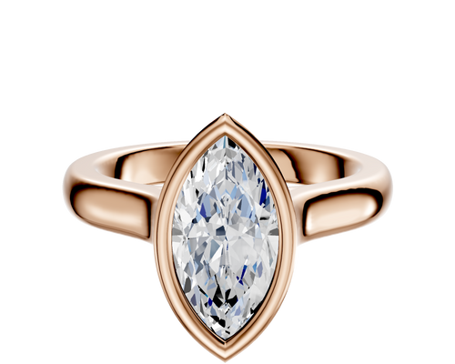 14K Rose Gold Bezel Full Bezel North/South Cathedral Dome 3.0mm Engagement Ring