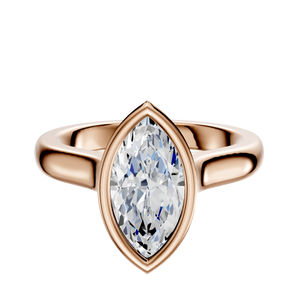 14K Rose Gold Bezel Full Bezel North/South Cathedral Dome 3.0mm Engagement Ring