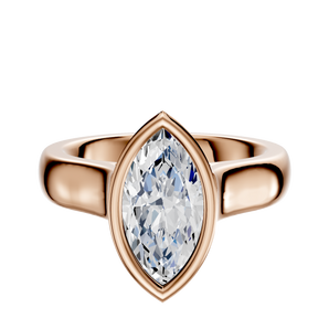 14K Rose Gold Bezel Full Bezel North/South Cathedral Dome 4.0mm Engagement Ring