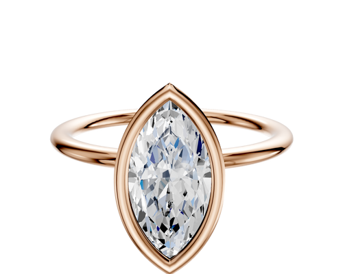 14K Rose Gold Bezel Full Bezel North/South Classic Dome 1.5mm Engagement Ring