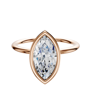 14K Rose Gold Bezel Full Bezel North/South Classic Dome 1.5mm Engagement Ring