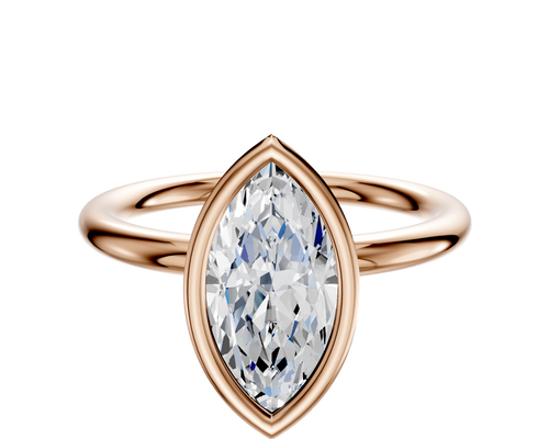 14K Rose Gold Bezel Full Bezel North/South Classic Dome 2.0mm Engagement Ring