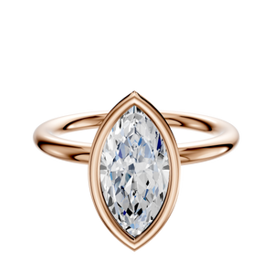 14K Rose Gold Bezel Full Bezel North/South Classic Dome 2.0mm Engagement Ring