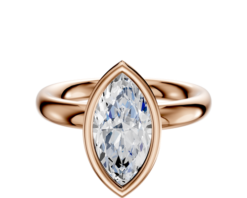 14K Rose Gold Bezel Full Bezel North/South Classic Dome 3.0mm Engagement Ring