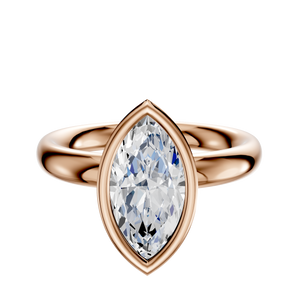 14K Rose Gold Bezel Full Bezel North/South Classic Dome 3.0mm Engagement Ring