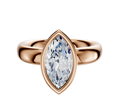 14K Rose Gold Bezel Full Bezel North/South Classic Dome 4.0mm Engagement Ring