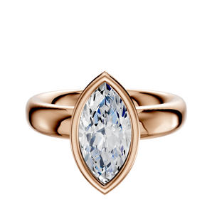 14K Rose Gold Bezel Full Bezel North/South Classic Dome 4.0mm Engagement Ring