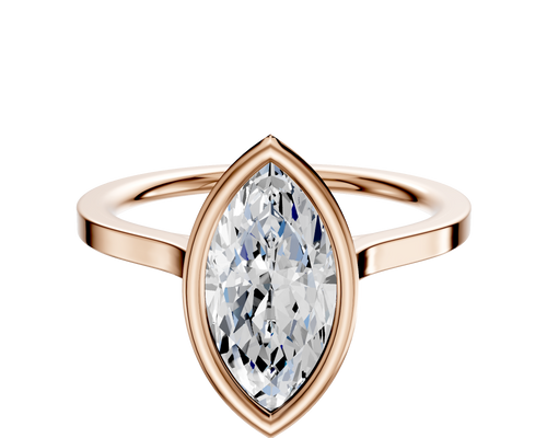 14K Rose Gold Bezel Full Bezel North/South Cathedral Flat 1.5mm Engagement Ring