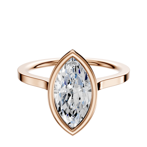 14K Rose Gold Bezel Full Bezel North/South Cathedral Flat 1.5mm Engagement Ring