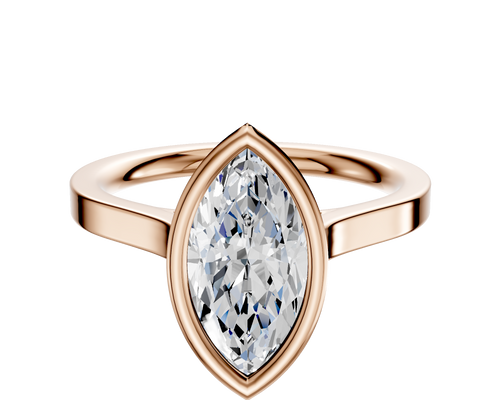 14K Rose Gold Bezel Full Bezel North/South Cathedral Flat 2.0mm Engagement Ring