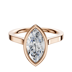 14K Rose Gold Bezel Full Bezel North/South Cathedral Flat 2.0mm Engagement Ring