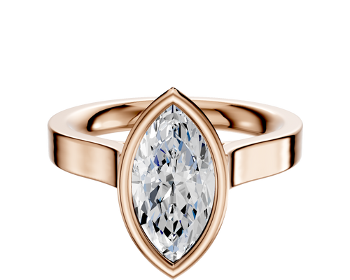 14K Rose Gold Bezel Full Bezel North/South Cathedral Flat 3.0mm Engagement Ring