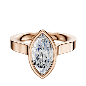 14K Rose Gold Bezel Full Bezel North/South Cathedral Flat 3.0mm Engagement Ring