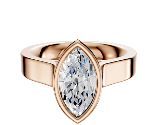 14K Rose Gold Bezel Full Bezel North/South Cathedral Flat 4.0mm Engagement Ring