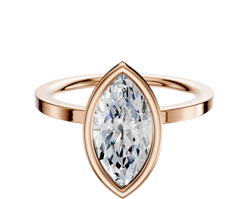 14K Rose Gold Bezel Full Bezel North/South Classic Flat 1.5mm Engagement Ring