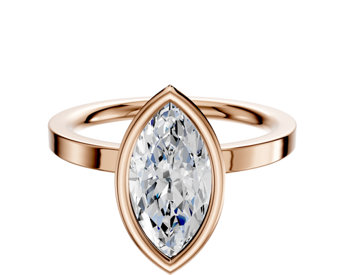 14K Rose Gold Bezel Full Bezel North/South Classic Flat 2.0mm Engagement Ring