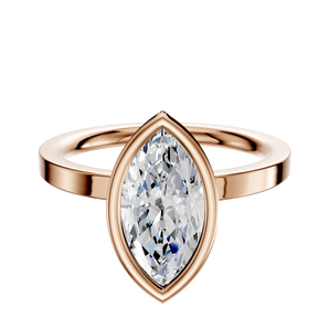 14K Rose Gold Bezel Full Bezel North/South Classic Flat 2.0mm Engagement Ring