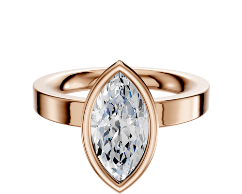 14K Rose Gold Bezel Full Bezel North/South Classic Flat 3.0mm Engagement Ring