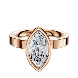 14K Rose Gold Bezel Full Bezel North/South Classic Flat 3.0mm Engagement Ring