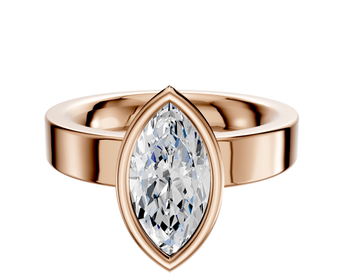 14K Rose Gold Bezel Full Bezel North/South Classic Flat 4.0mm Engagement Ring