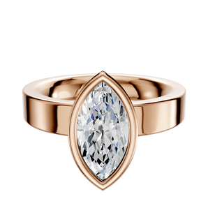 14K Rose Gold Bezel Full Bezel North/South Classic Flat 4.0mm Engagement Ring