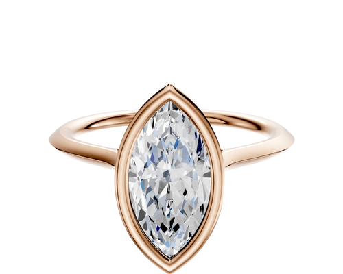 14K Rose Gold Bezel Full Bezel North/South Cathedral Knife Edge 1.5mm Engagement Ring