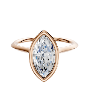 14K Rose Gold Bezel Full Bezel North/South Cathedral Knife Edge 1.5mm Engagement Ring
