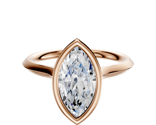 14K Rose Gold Bezel Full Bezel North/South Cathedral Knife Edge 2.0mm Engagement Ring