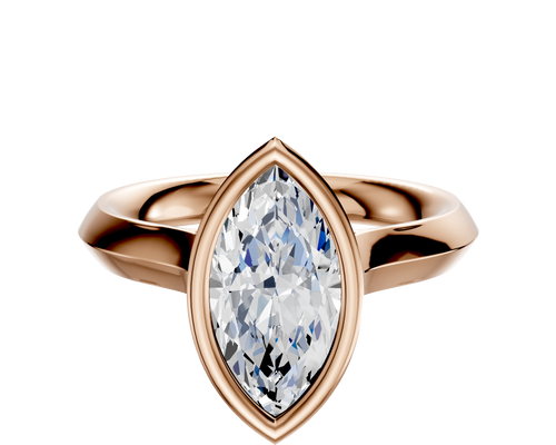 14K Rose Gold Bezel Full Bezel North/South Cathedral Knife Edge 3.0mm Engagement Ring