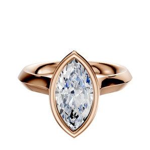 14K Rose Gold Bezel Full Bezel North/South Cathedral Knife Edge 3.0mm Engagement Ring