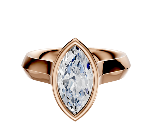 14K Rose Gold Bezel Full Bezel North/South Cathedral Knife Edge 4.0mm Engagement Ring