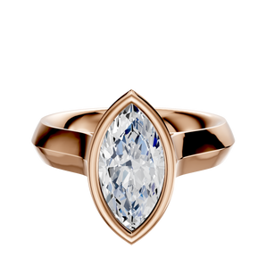 14K Rose Gold Bezel Full Bezel North/South Cathedral Knife Edge 4.0mm Engagement Ring