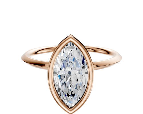 14K Rose Gold Bezel Full Bezel North/South Classic Knife Edge 1.5mm Engagement Ring