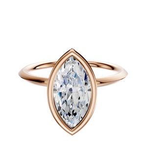 14K Rose Gold Bezel Full Bezel North/South Classic Knife Edge 1.5mm Engagement Ring