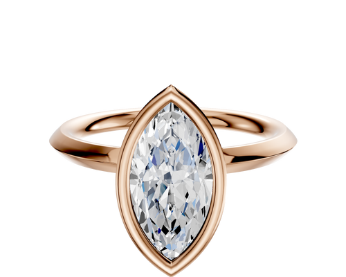 14K Rose Gold Bezel Full Bezel North/South Classic Knife Edge 2.0mm Engagement Ring