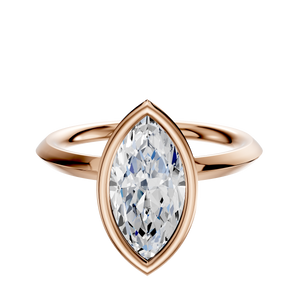 14K Rose Gold Bezel Full Bezel North/South Classic Knife Edge 2.0mm Engagement Ring