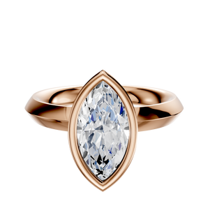 14K Rose Gold Bezel Full Bezel North/South Classic Knife Edge 3.0mm Engagement Ring