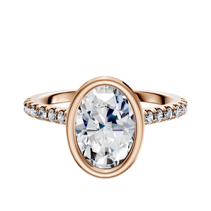 14K Rose Gold Bezel Full Bezel North/South Cathedral Dome 1-Row-Pave 2.5mm Engagement Ring