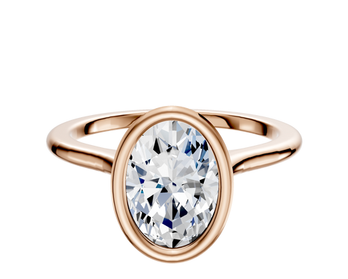 14K Rose Gold Bezel Full Bezel North/South Cathedral Dome 1.5mm Engagement Ring