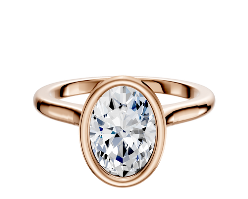 14K Rose Gold Bezel Full Bezel North/South Cathedral Dome 2.0mm Engagement Ring