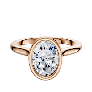 14K Rose Gold Bezel Full Bezel North/South Cathedral Dome 2.0mm Engagement Ring