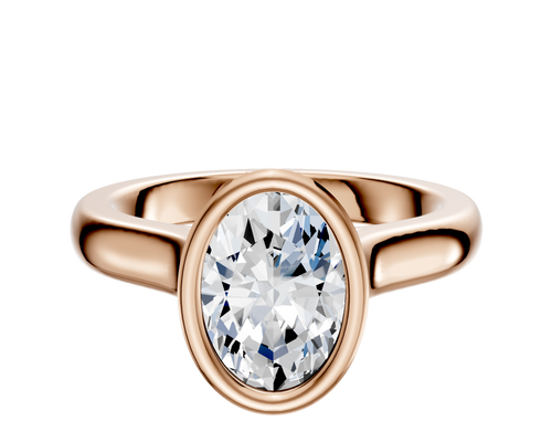 14K Rose Gold Bezel Full Bezel North/South Cathedral Dome 3.0mm Engagement Ring